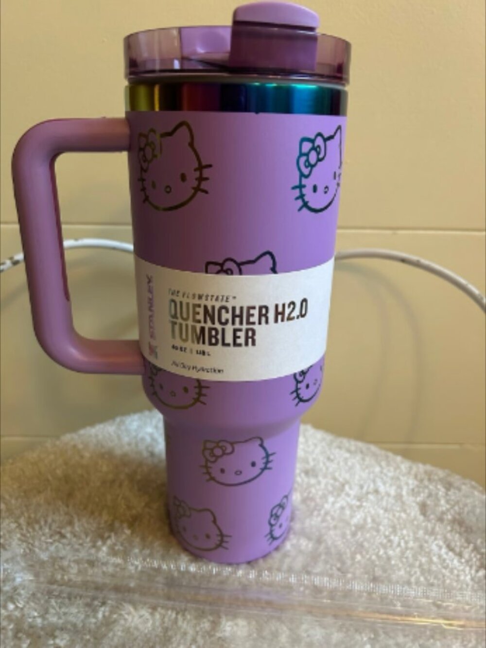 Hello Kitty Stanley Cup Flowstate Tumbler - 40oz - Purple Glitter Limited Editio